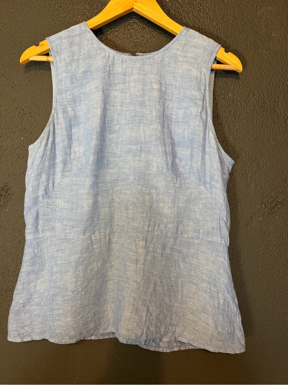 Ann Taylor Light Blue Sleeveless Linen-Blend Tank